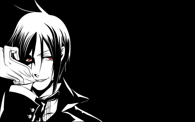 Anime Character with Red Eyes — Black, Dramatic, Manga, Hand