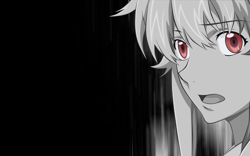Anime Character with Red Eyes — Black, Dramatic, Manga, Rain