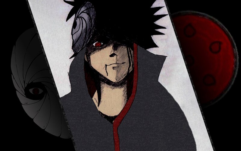 Anime Character with Red Eyes — Black, Dramatic, Manga, Red Eyes, Akatsuki Cloak