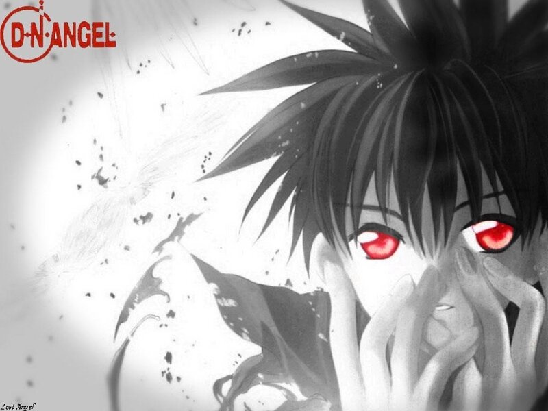 Anime Character with Red Eyes — Black, Dramatic, Manga, Red Eyes, Hands