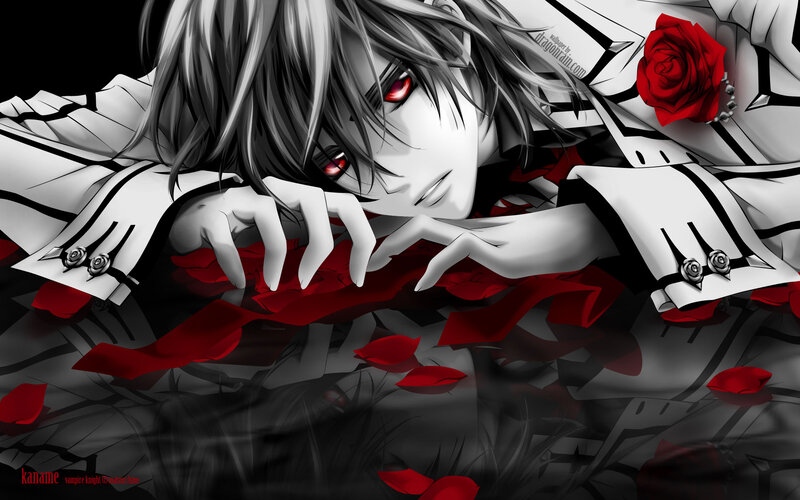 Anime Character with Red Eyes — Black, Dramatic, Manga, Red Rose