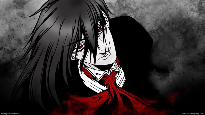 Anime Character with Red Eyes — Black, Dramatic, Manga, Red Scarf