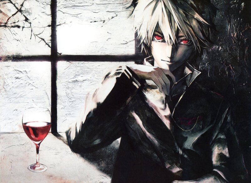 Anime Character with Red Eyes — Black, Dramatic, Manga