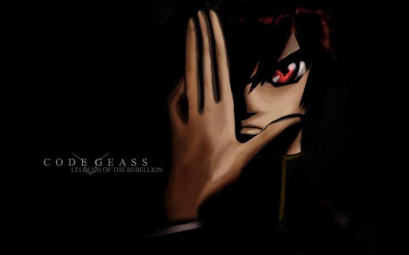 Anime Character with Red Eyes — Black, Dramatic, Night, Digital Art, Hand