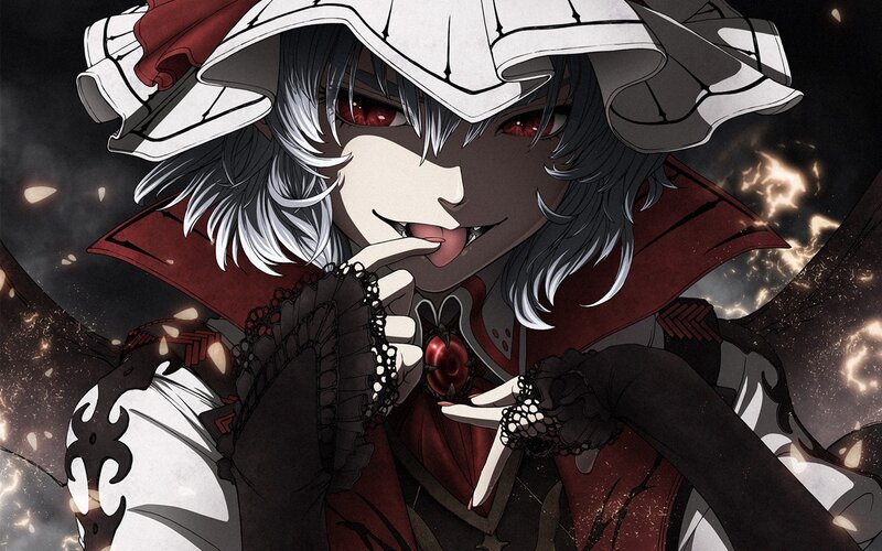 Anime Character with Red Eyes — Black, Dramatic, Night, Manga, Hat, Gloves