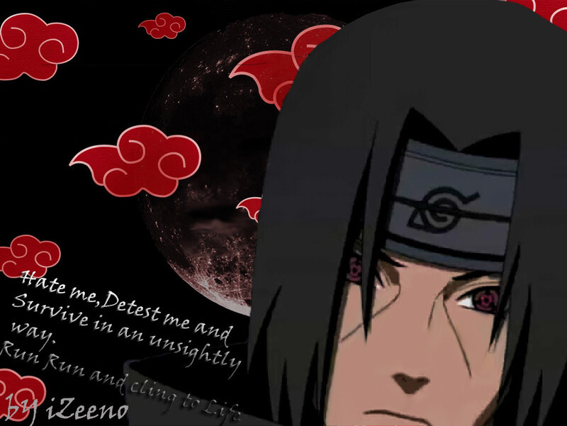 Anime Character with Red Eyes — Black, Dramatic, Night, Red Clouds