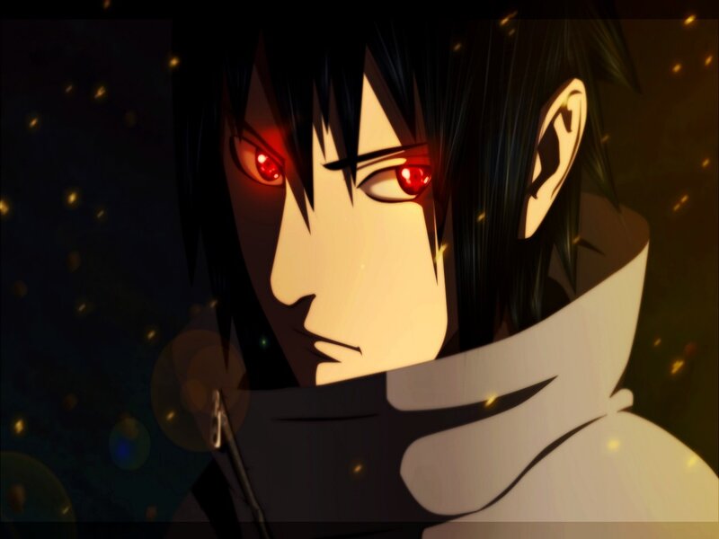 Anime Character with Red Eyes — Black, Dramatic, Night, Red Eyes, Dark Hair