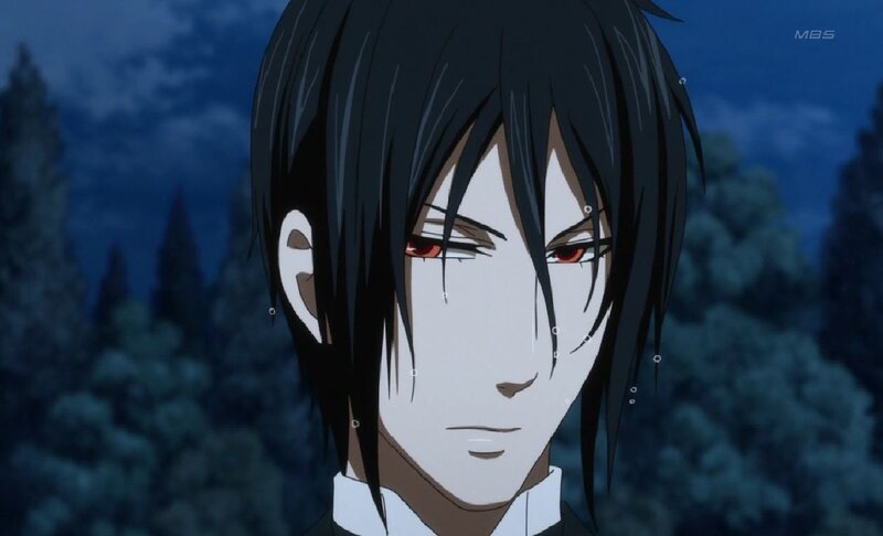 Anime Character with Red Eyes — Black, Dramatic, Night, Tears