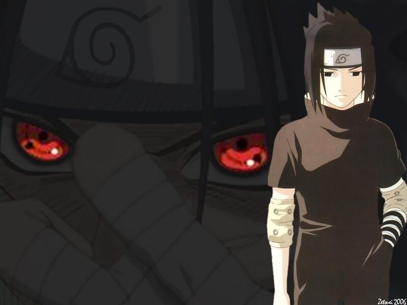 Anime Character with Red Eyes — Black, Dramatic, Night