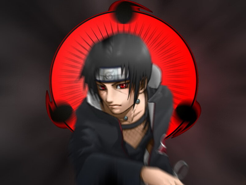Anime Character with Red Eyes — Black, Dramatic, Red Eye Symbol