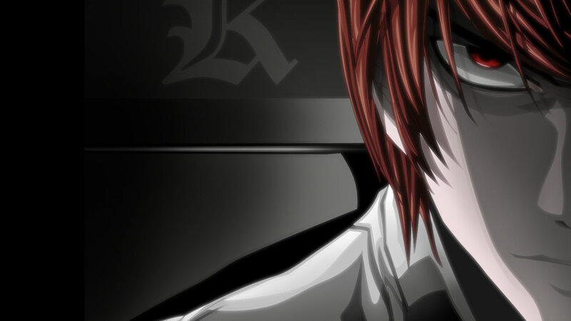 Anime Character with Red Eyes — Black, Dramatic, Red Hair