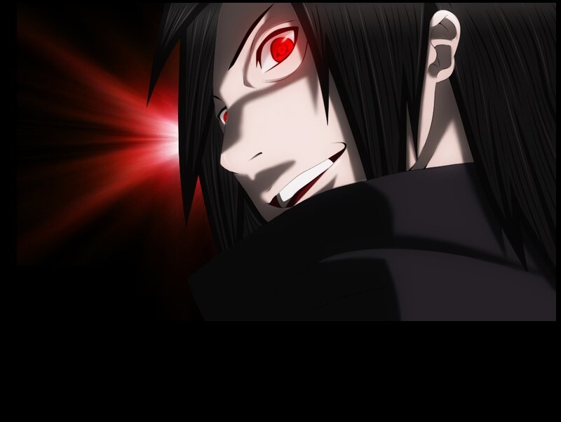 Anime Character with Red Eyes — Black, Dramatic, Red Light