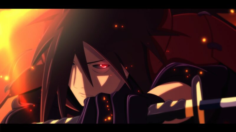 Anime Character with Red Eyes — Black, Dramatic, Sword