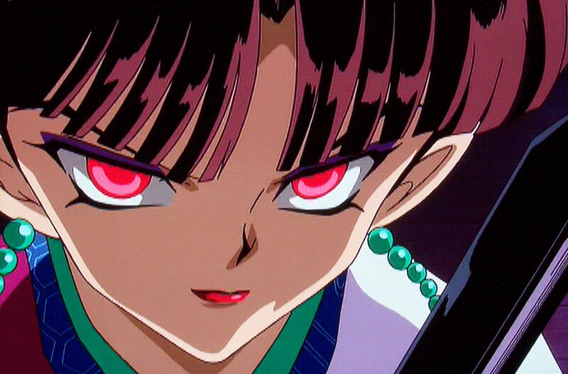 Anime Character with Red Eyes — Black, Intense, Red Eyes