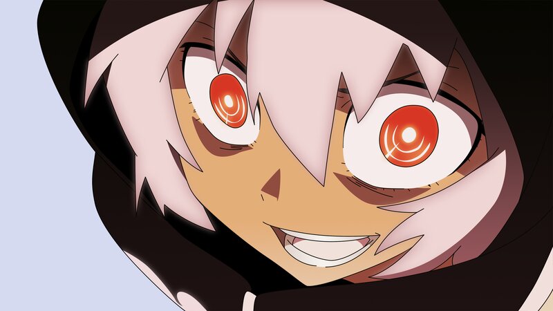 Anime Character with Red Eyes — Black, Intense, Smile