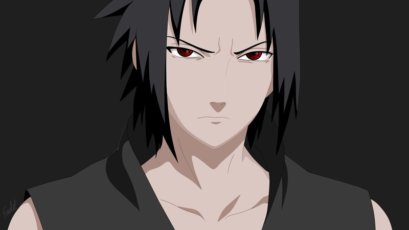Anime Character with Red Eyes — Black, Serious, Black Hair, Red Eyes