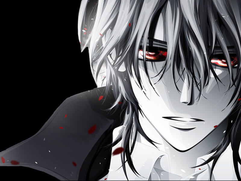 Anime Character with Red Eyes — Black