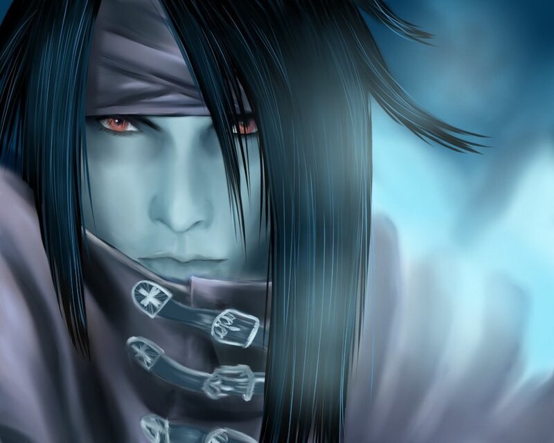 Anime Character with Red Eyes — Blue, Dramatic, Manga