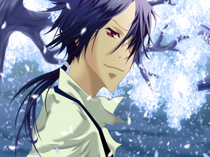 Anime Character with Red Eyes — Blue, Dramatic, Spring