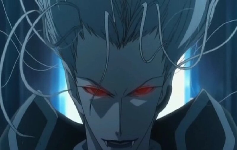 Anime Character with Red Eyes — Blue, Dramatic