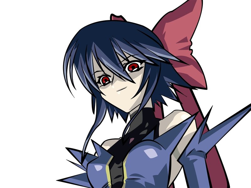 Anime Character with Red Eyes — Blue, Serious