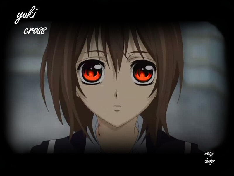 Anime Character with Red Eyes — Brown, Dramatic, Blood on Neck