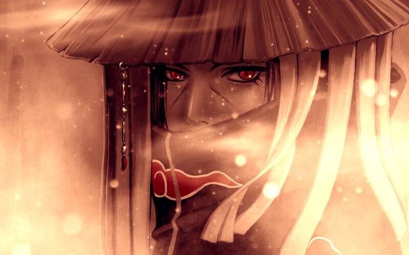 Anime Character with Red Eyes — Brown, Dramatic, Hat