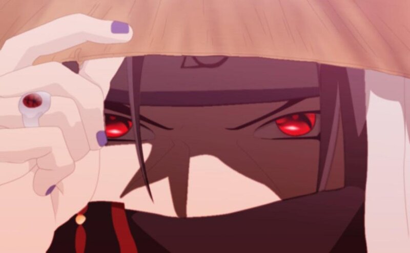 Anime Character with Red Eyes — Brown, Dramatic, Red Eyes