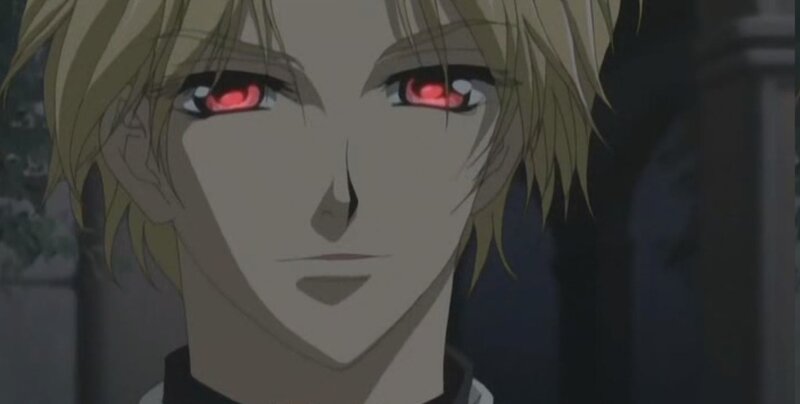 Anime Character with Red Eyes — Brown, Dramatic