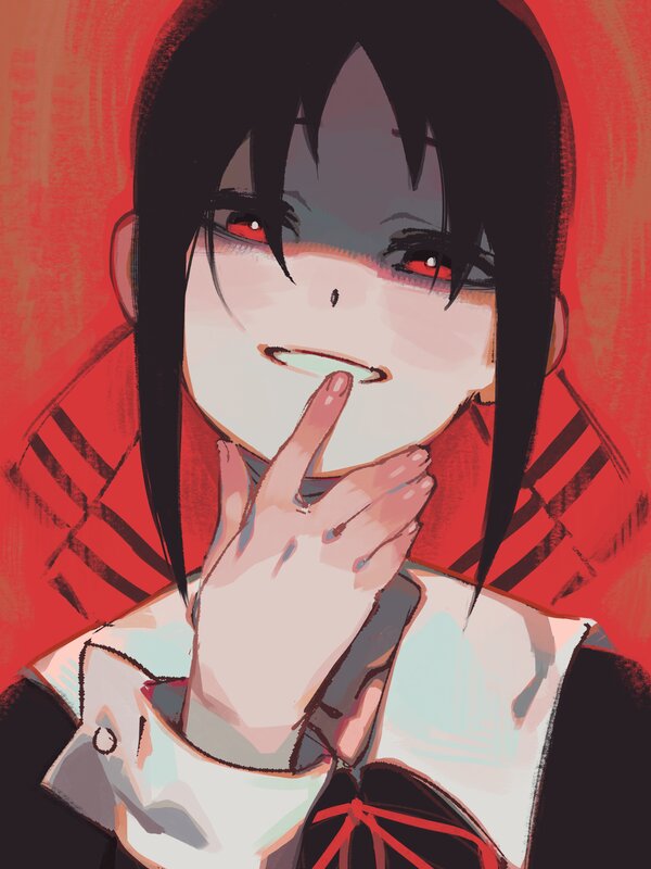 Anime Character with Red Eyes — Dramatic, Digital Art, Hand