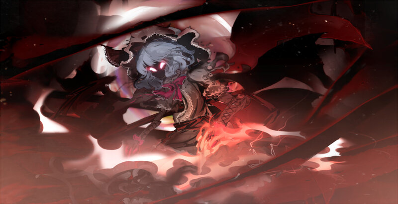 Anime Character with Red Eyes — Dramatic, Digital Art, Red Energy
