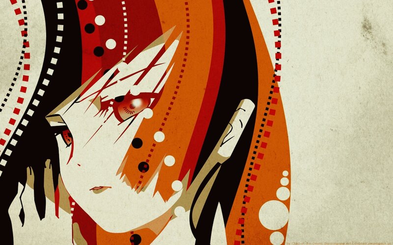 Anime Character with Red Eyes — Dramatic, Film Strip