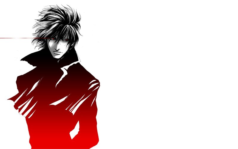 Anime Character with Red Eyes — Dramatic, Manga, Red Coat, Spiky Hair