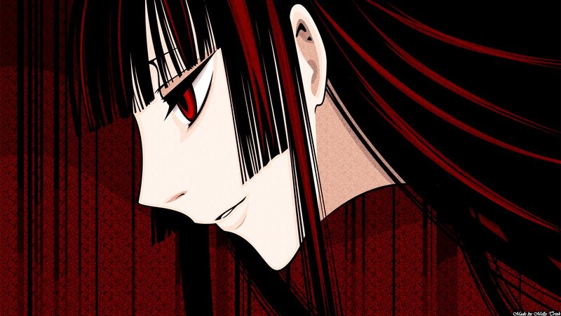Anime Character with Red Eyes — Dramatic, Manga, Red Eyes, Black Hair, Profile