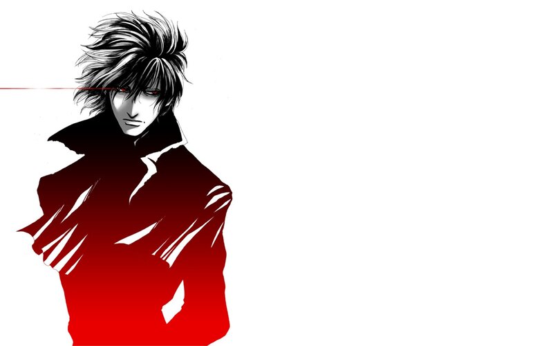 Anime Character with Red Eyes — Dramatic, Manga, Red Eyes, Spiky Hair