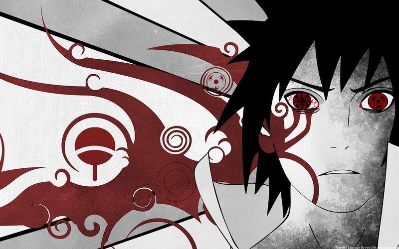 Anime Character with Red Eyes — Dramatic, Manga, Red Eyes, Spiral Patterns