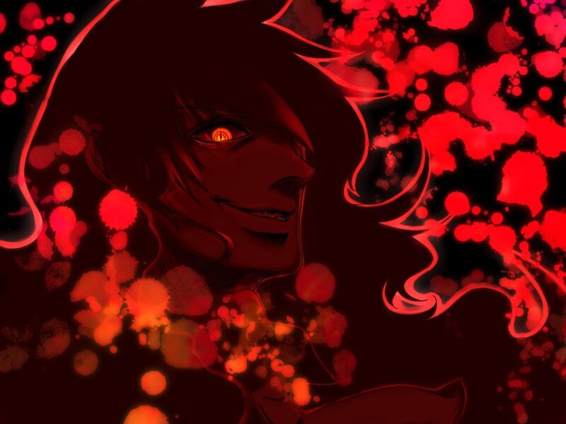 Anime Character with Red Eyes — Dramatic, Manga, Red Splatters