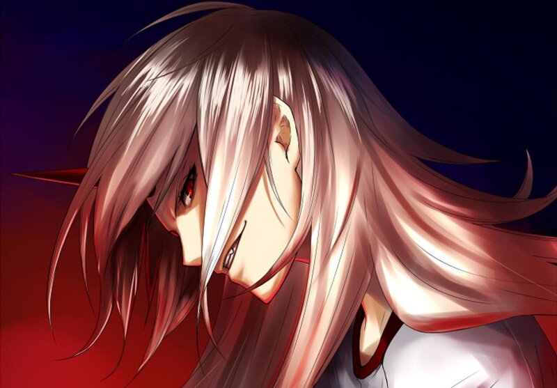 Anime Character with Red Eyes — Dramatic, Night, Long Hair