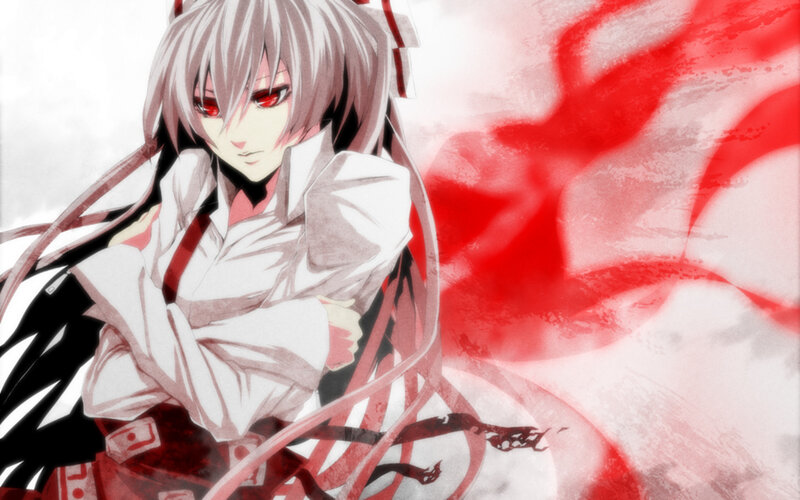 Anime Character with Red Eyes — Dramatic, Red Eyes, White Shirt