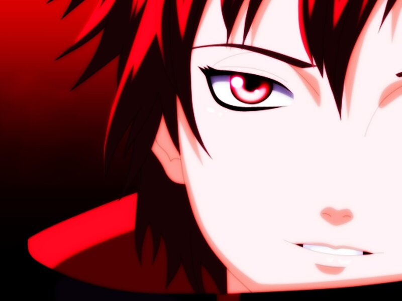 Anime Character with Red Eyes — Dramatic, Red Hair
