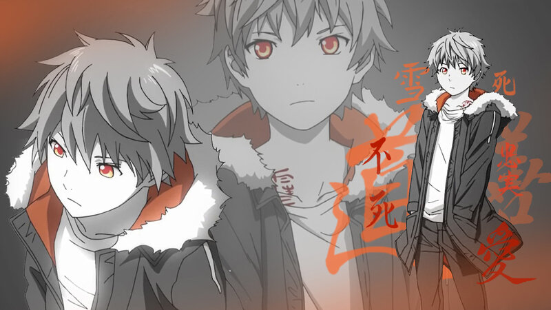 Anime Character with Red Eyes — Gray, Dramatic, Fur-lined Jacket