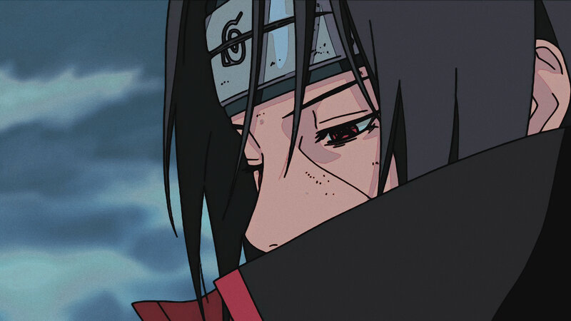 Anime Character with Red Eyes — Gray, Dramatic, Headband
