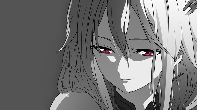 Anime Character with Red Eyes — Gray, Dramatic, Manga, Tear