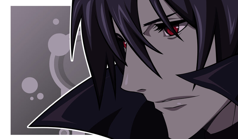Anime Character with Red Eyes — Gray, Dramatic, Manga