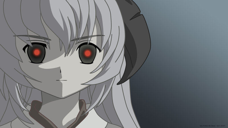 Anime Character with Red Eyes — Gray, Dramatic, Silver Hair