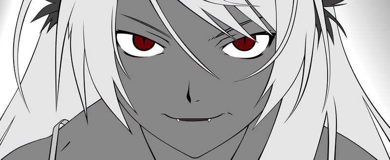 Anime Character with Red Eyes — Gray, Intense, Manga
