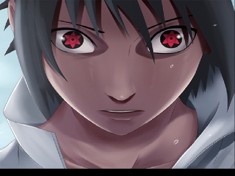Anime Character with Red Eyes — Gray, Intense