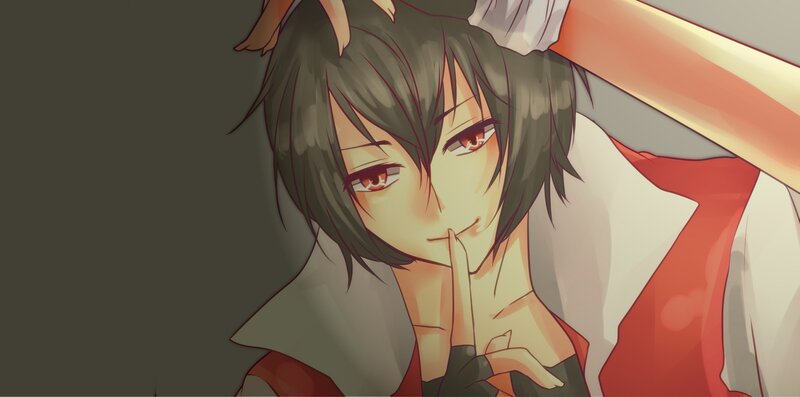 Anime Character with Red Eyes — Gray, Seductive