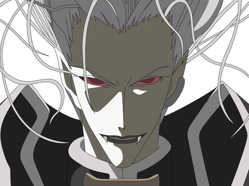 Anime Character with Red Eyes — Gray