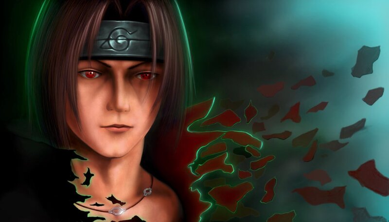 Anime Character with Red Eyes — Green, Dramatic